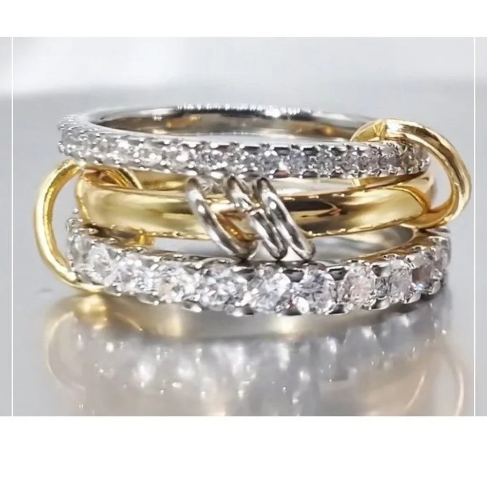 Stackable Mixed Cubic Zirconia Pave‎ Band Ring 14k Tarnish resistant size 6 - Picture 2 of 7